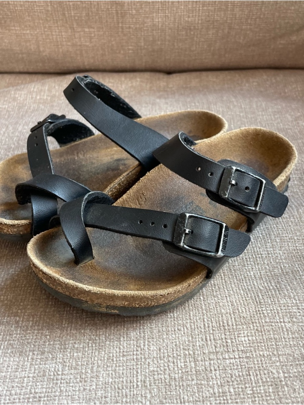 Birkenstock Black Kids Buckle Toe-Loop Sandals Toddler Girls